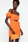 Orange Woven Window/Cut Out Detailed Jumpsuit TPRSS22EL1006