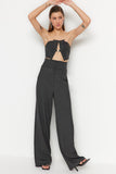 Anthracite High Waist Detailed Trousers TPRSS23PL00015