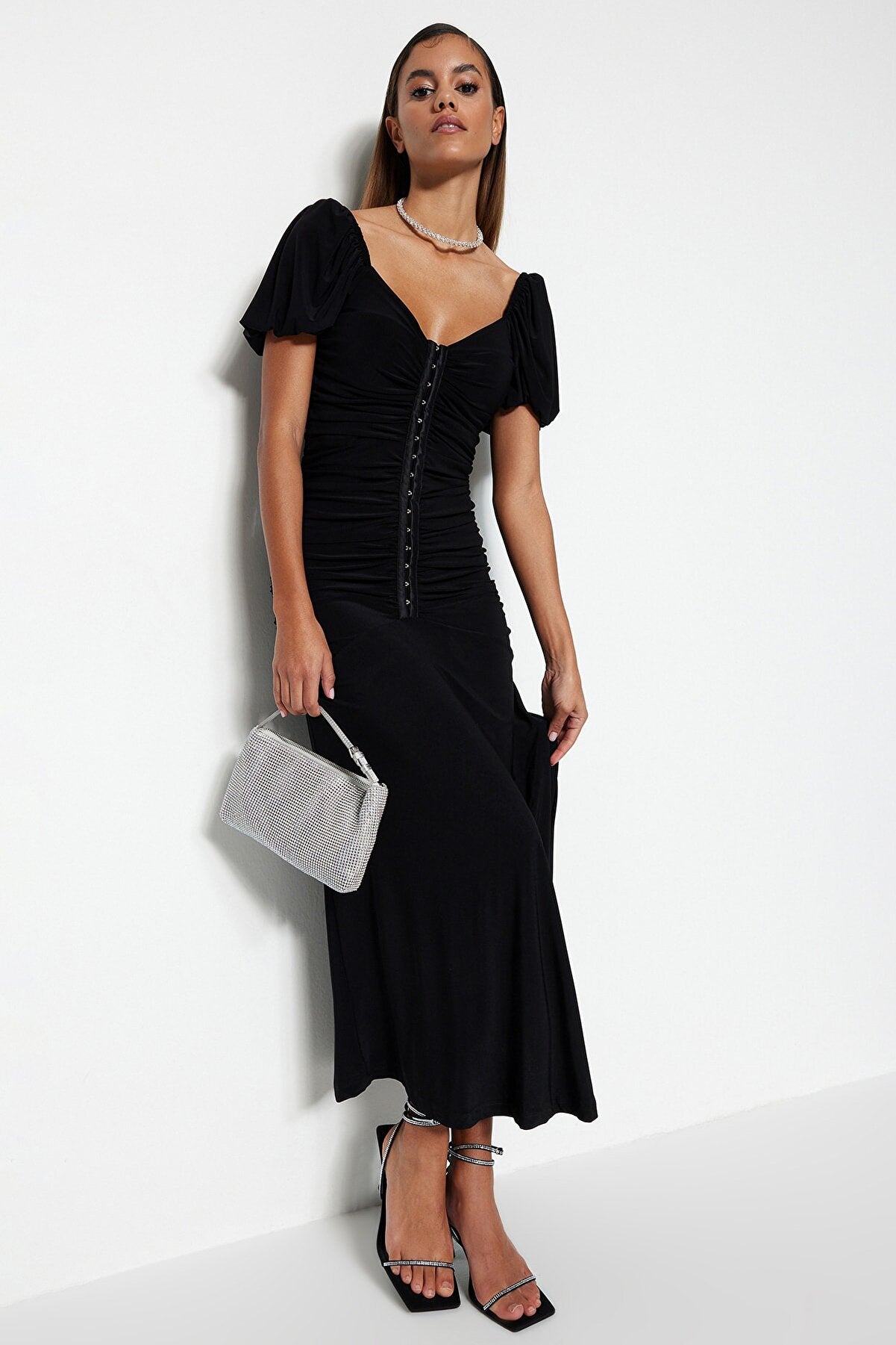 Black Body Fitted Knitted Dress TPRSS23EL00084