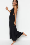 Black Maxi Woven Slit Beach Dress TBESS23EL00063