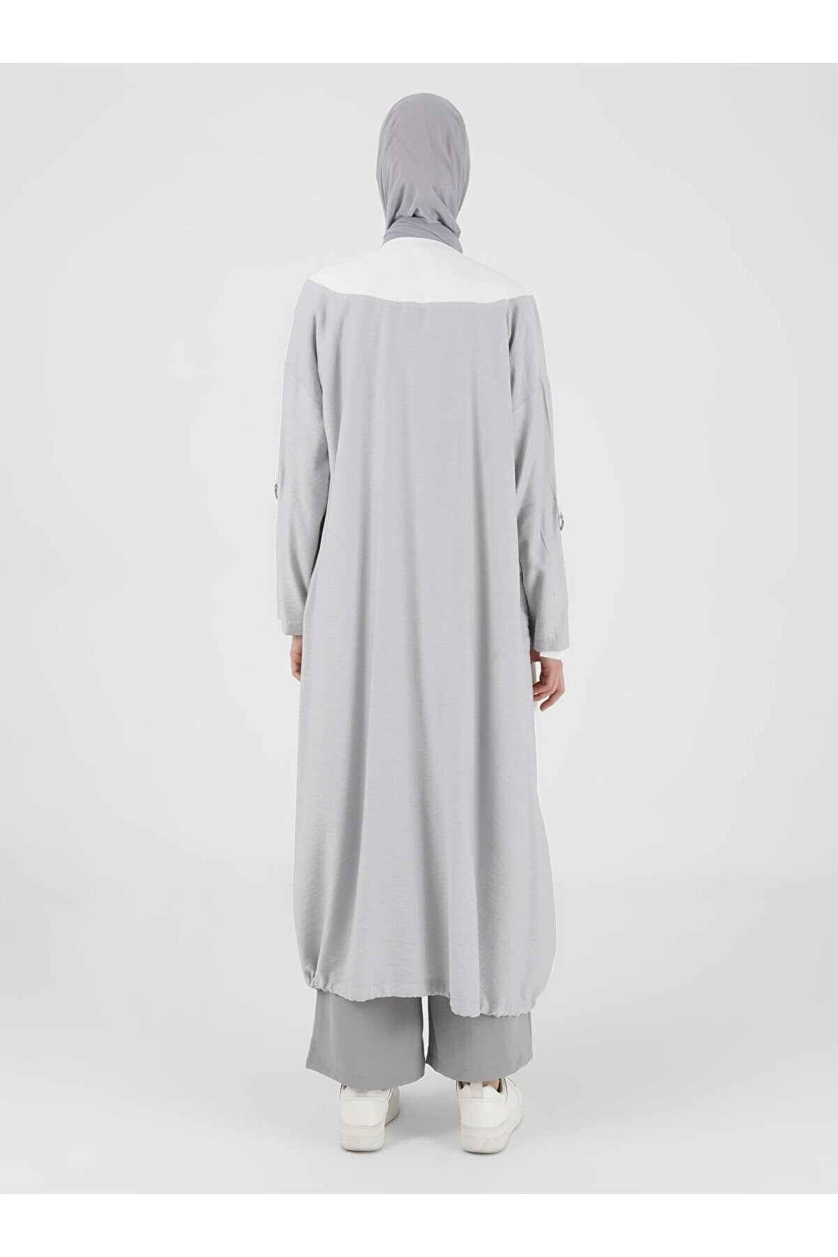 Color Block Pocket Detailed Abaya Abaya - Gray -