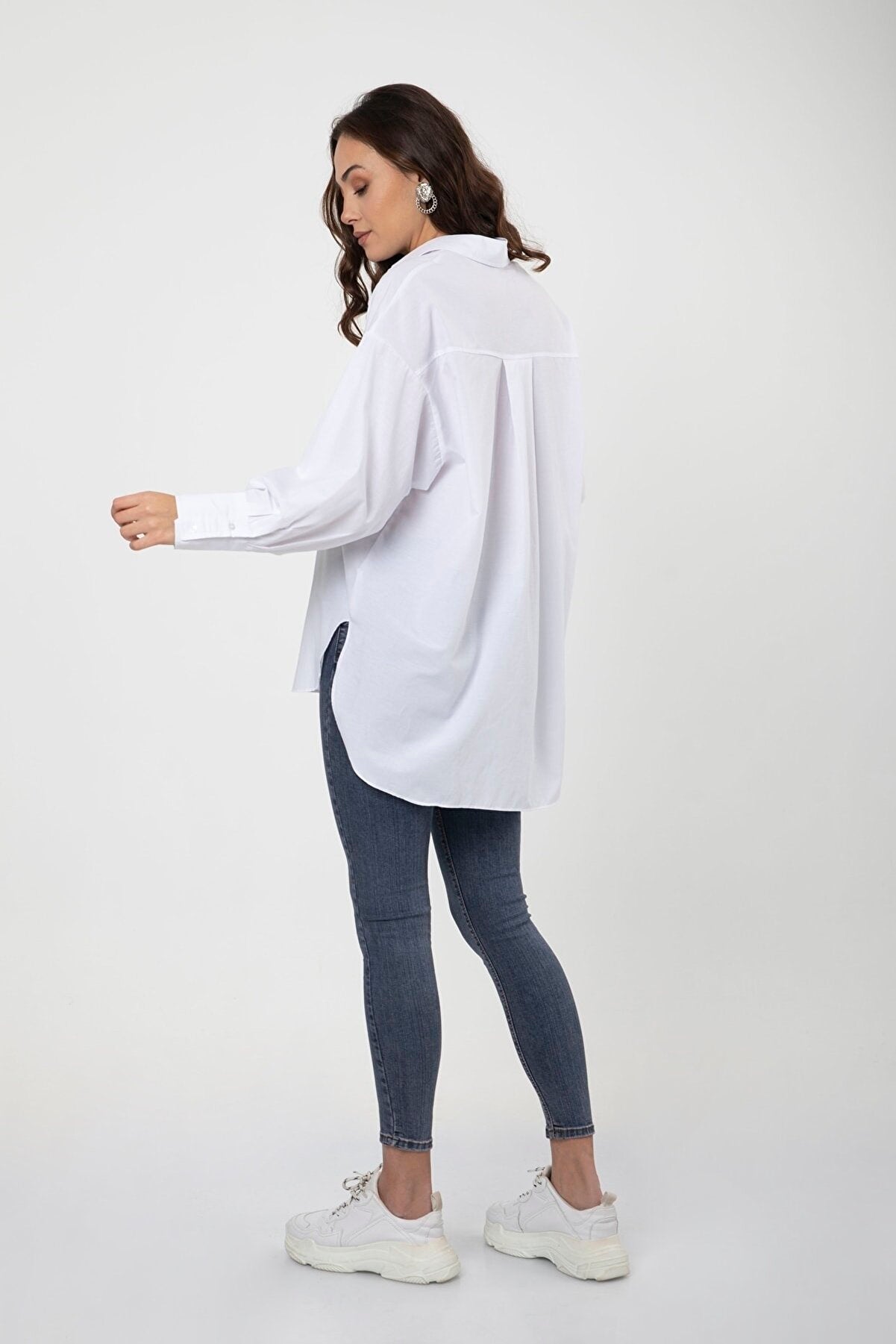 Women's Pocket Balloon Sleeve Oversize Basic Shirt MDTRN10502