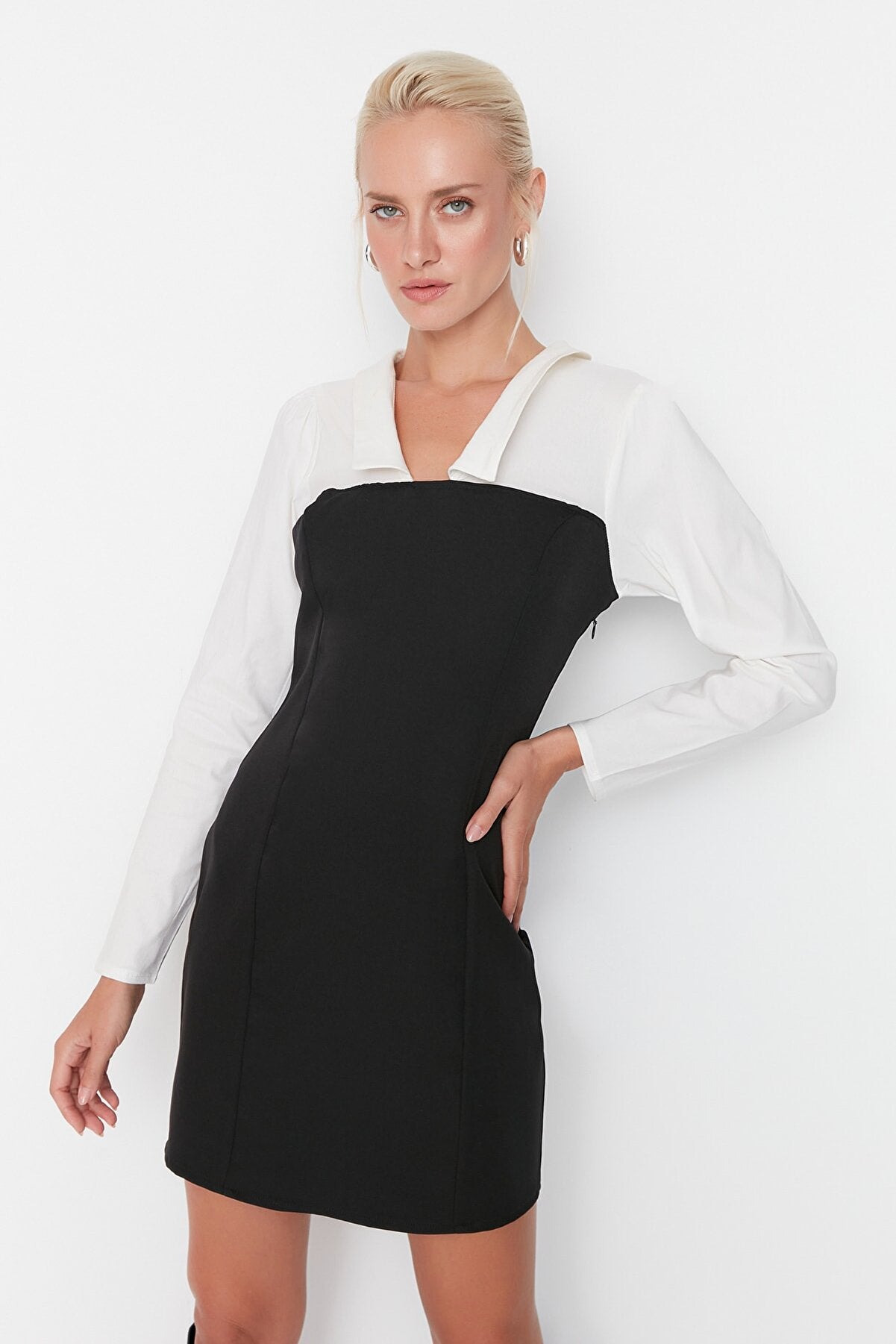 Black Collar Detailed Dress