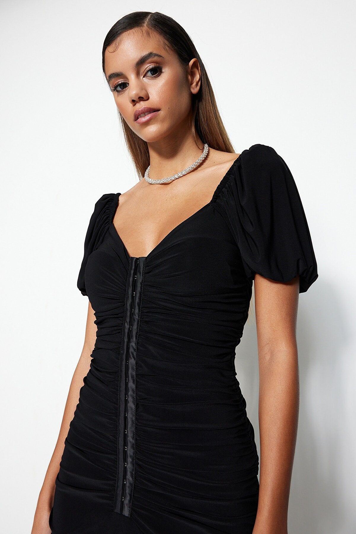 Black Body Fitted Knitted Dress TPRSS23EL00084