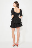 Black Ruffle Detailed Poplin Dress TPRSS22EL2098