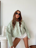 Snap Button Short Coat-Mint Green