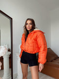 Quilted Fur Collar Coat-Orange